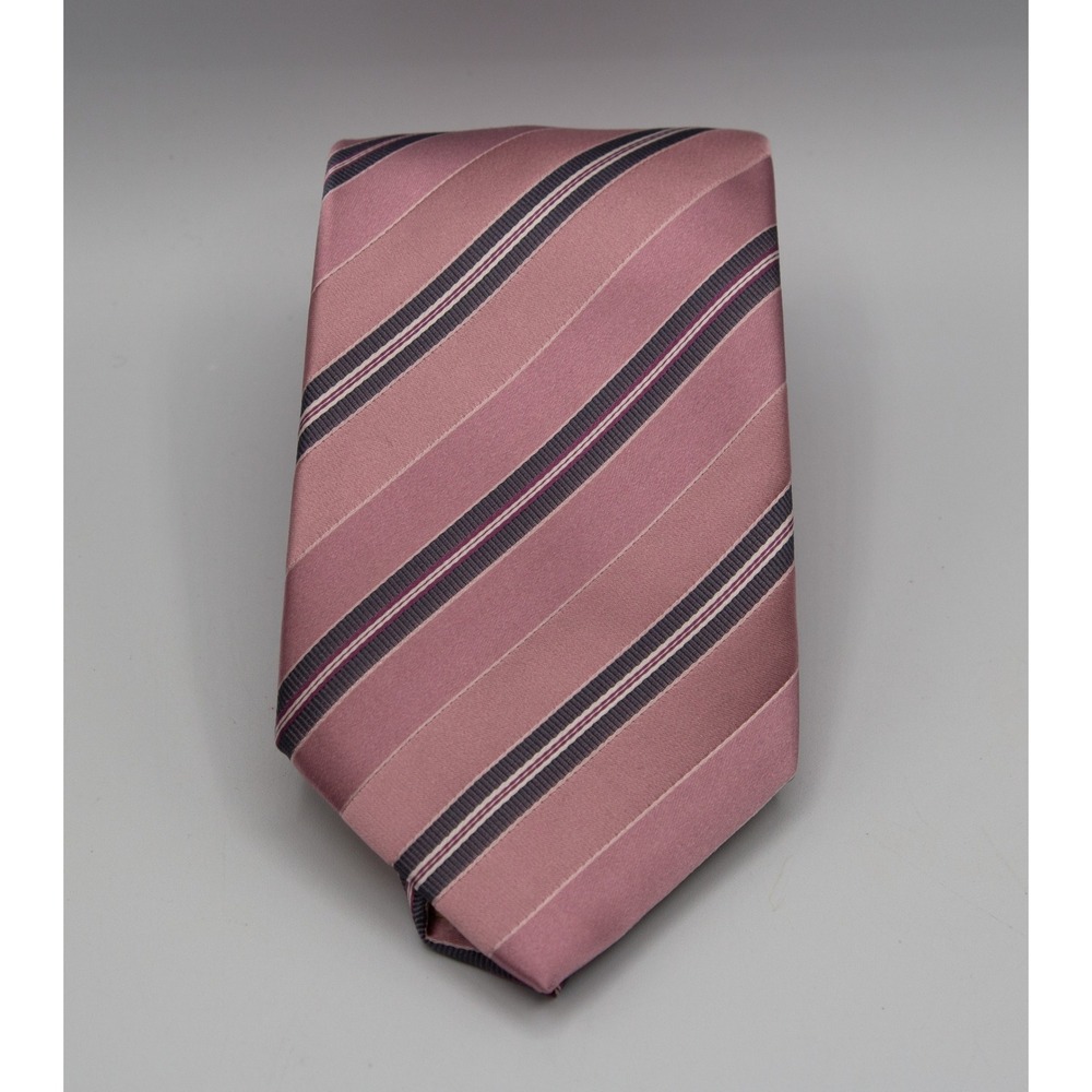 Donald J Trump Signature Collection Silk Tie Mauve Pink Navy Striped Men Necktie
